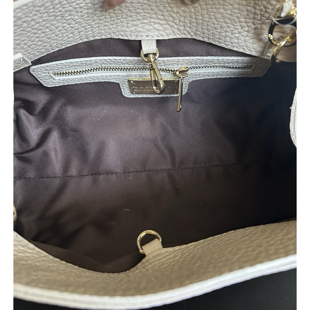 NEW Anna Paola Italian Leather‎ Handbag Ivory/latte Shoulder Bag Removable Strap - Picture 6 of 7
